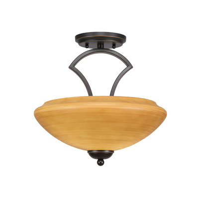 2 ampoules Zilo semi-encastrées montrées dans un fini granit foncé avec verre de lin Cayenne 14 "Zilo