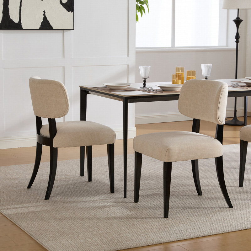 Ensemble de 2 chaises de salle à manger en bois, tissu moderne rembourré pour le confort et le style dans la cuisine ou la salle à manger