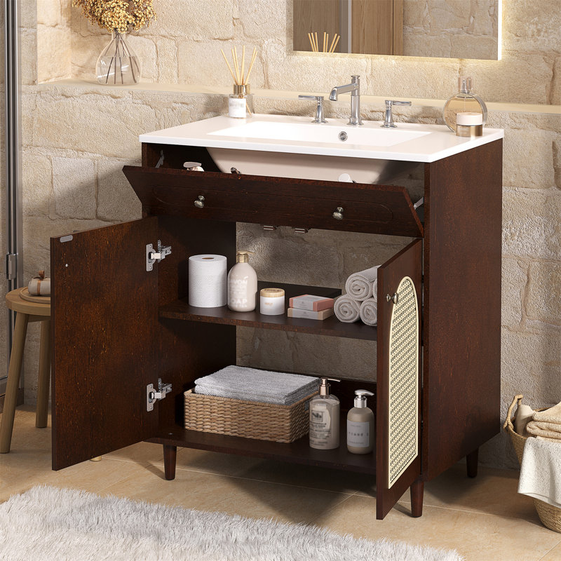 30" Bathroom Vanity With Ceramic Sink