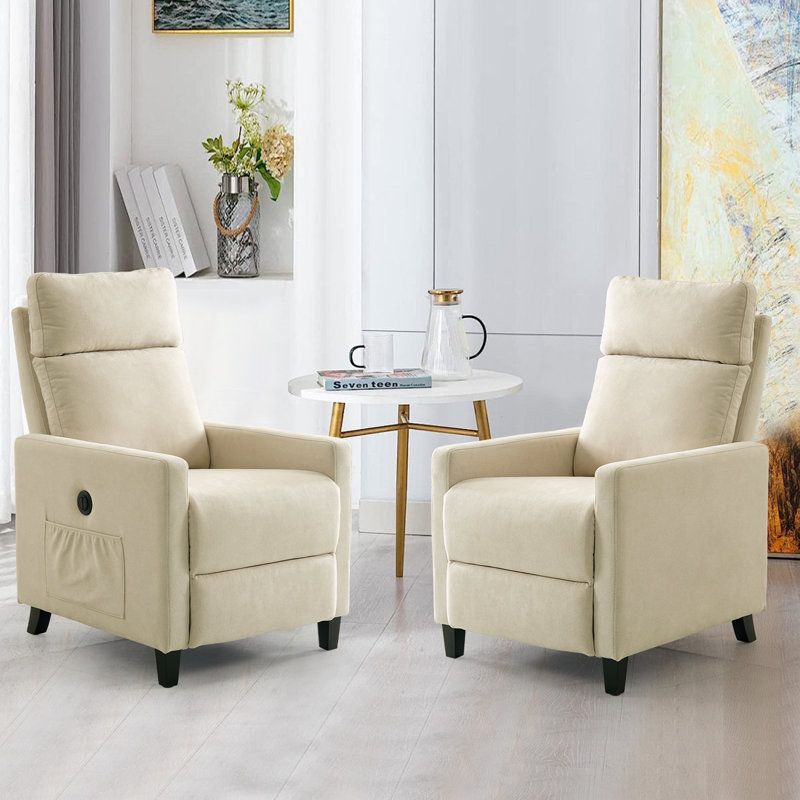 Fauteuil inclinable rembourré Searsport, Microfibre beige