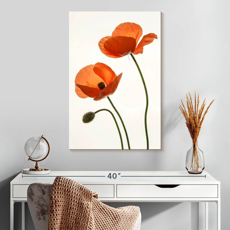 Fleurs de pavot orange Harnek, H 30 po x l 20 po