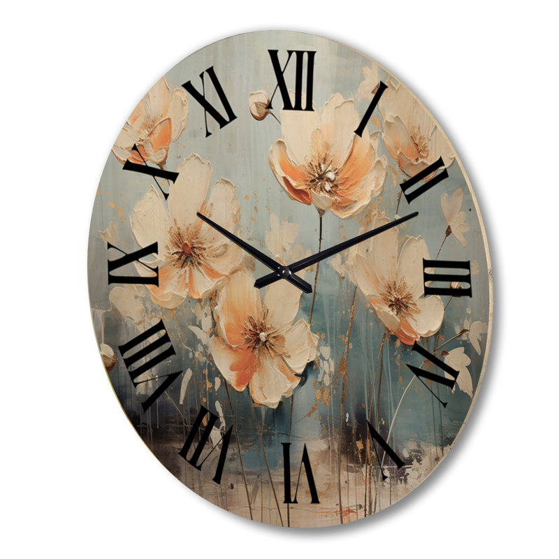 Horloge murale Teal Buttercups, Très grand