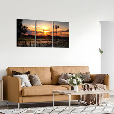 3 Piece Farm Landscape Picture Wall Art Decor Vintage Farmhouse