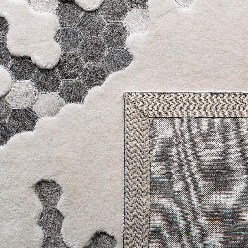 Tapis abstrait en viscose / cuir / coton touffeté à la main Jarrell, Rectangle 9 pi x 12 pi