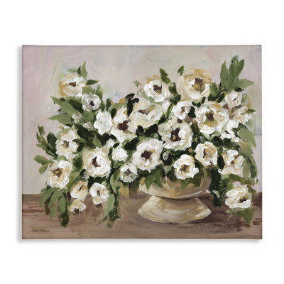  Traditional Beige Flowers Canvas Wall Art by Amanda Hilburn