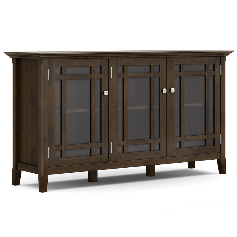Bedford Dark Tobacco Brown Solid Wood Storage Cabinet with Glass Doors