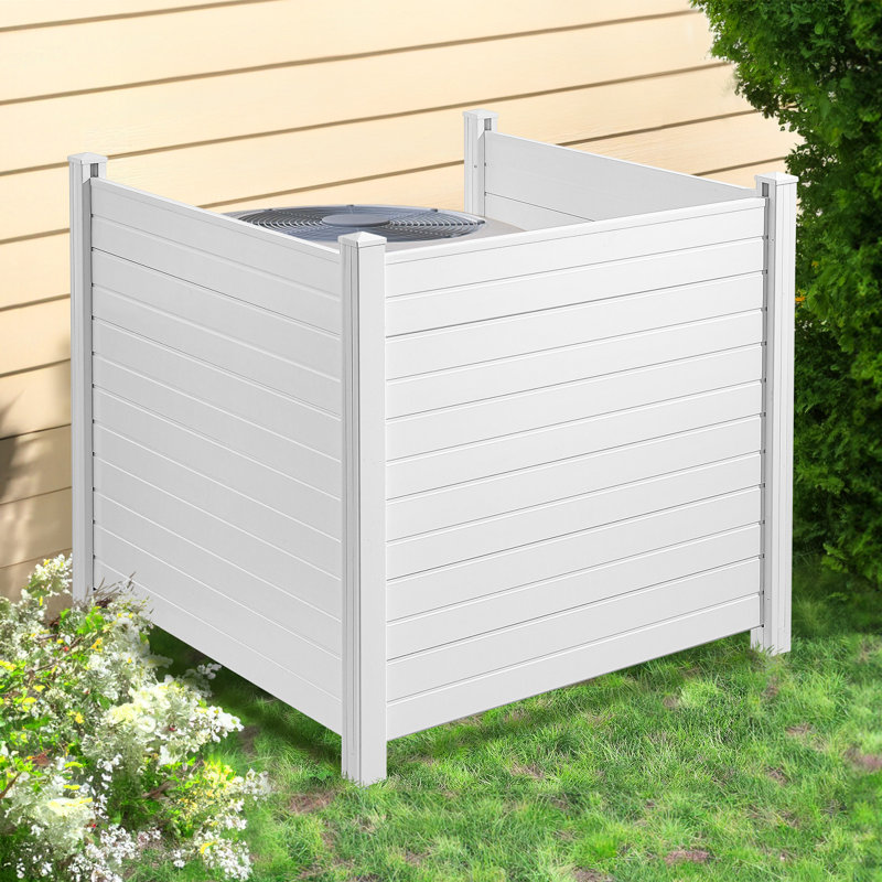Clôture extérieure en vinyle, 127 cm x 127 cm, idéale pour dissimuler une poubelle et un climatiseur (3 panneaux), ou pour encadrer un équipement de piscine.