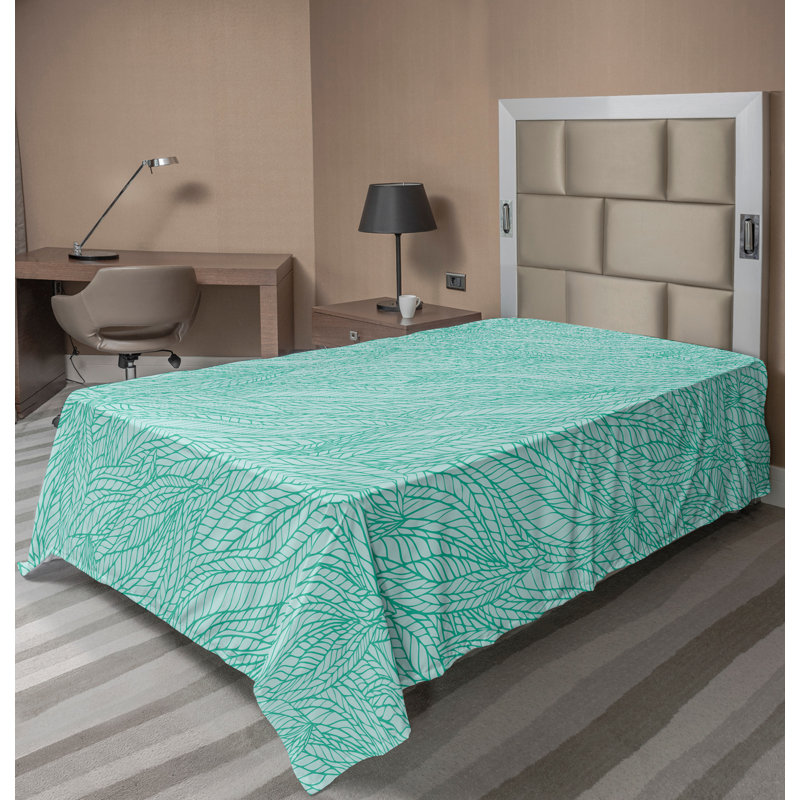 Ambesonne Nature Top Flat Sheet Glisten Fish Sunlight King Blue Purple White, Vert abstrait, Drap plat pour lit simple TG