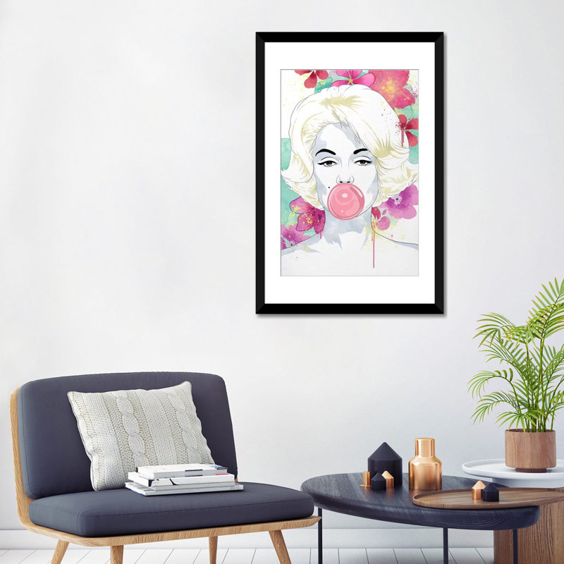 Mod Marilyn, impression sur toile, H 24 po x l 16 po x P 1 po, Papier avec cadre noir, Blanc