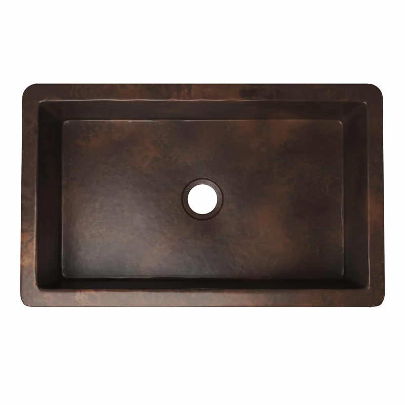 Cocina Undermount Kitchen Sink, 10" H x 30" L x 18.5" W, Foundry Antique Copper