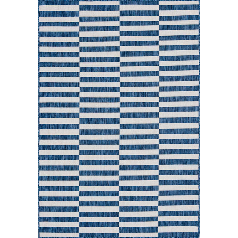 Tapis rayé bleu marine / ivoire Pana, Rectangle 6 pi 1 po x 9 pi