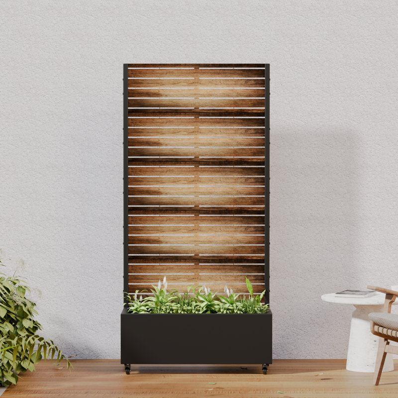 72 x 35 in. Iron Planter Box with Trellis, 72" H x 35" W x 16" D, Brown