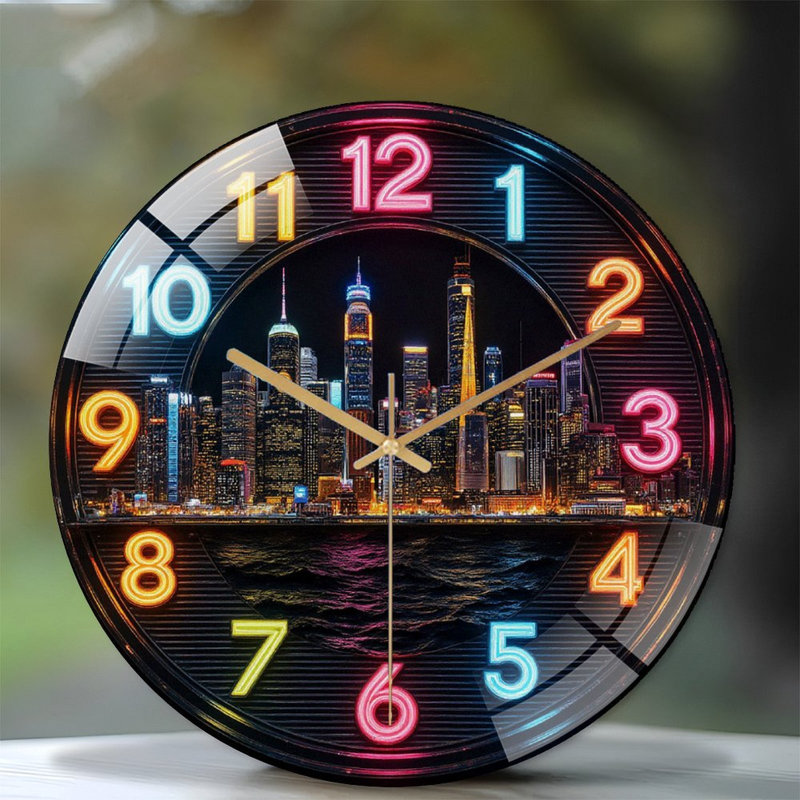 Horloge murale Neon City