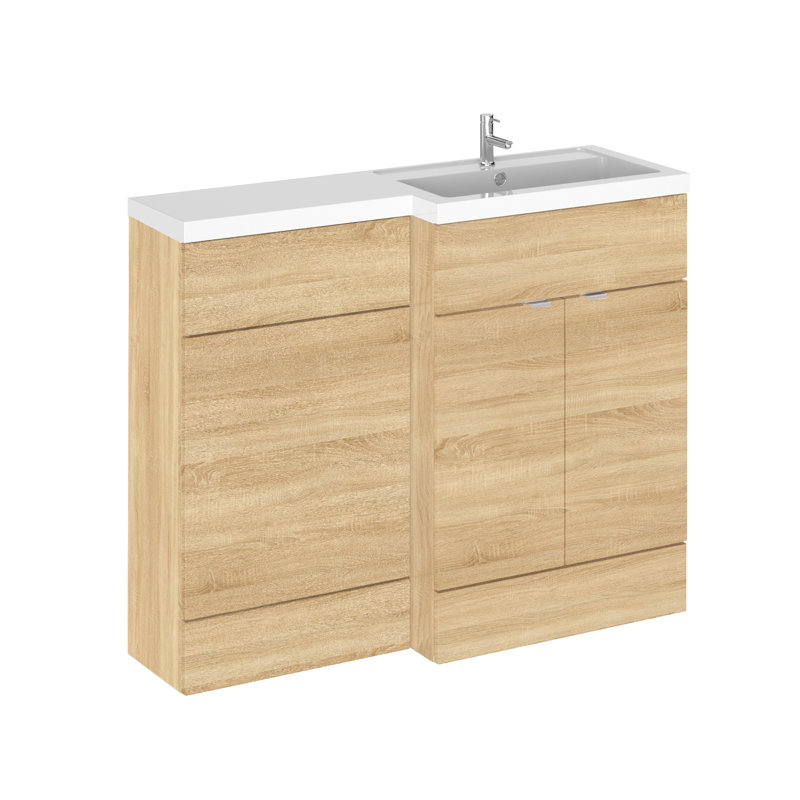 Fusion Bathroom Vanity with Basin, Right-Handed, Anthracite Woodgrain