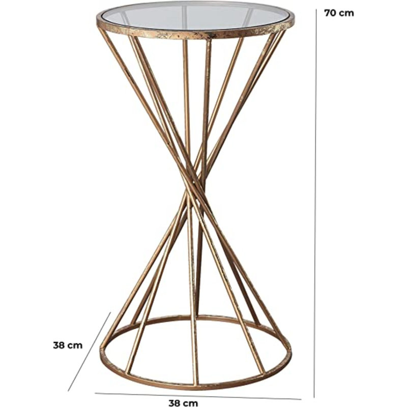 Danniell Glass Top Cross Legs End Table