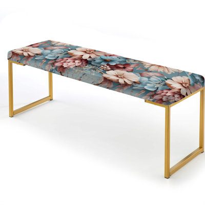 Pink And Blue Dreamcatchers Boho Pattern - Floral Upholstered Gold Bench