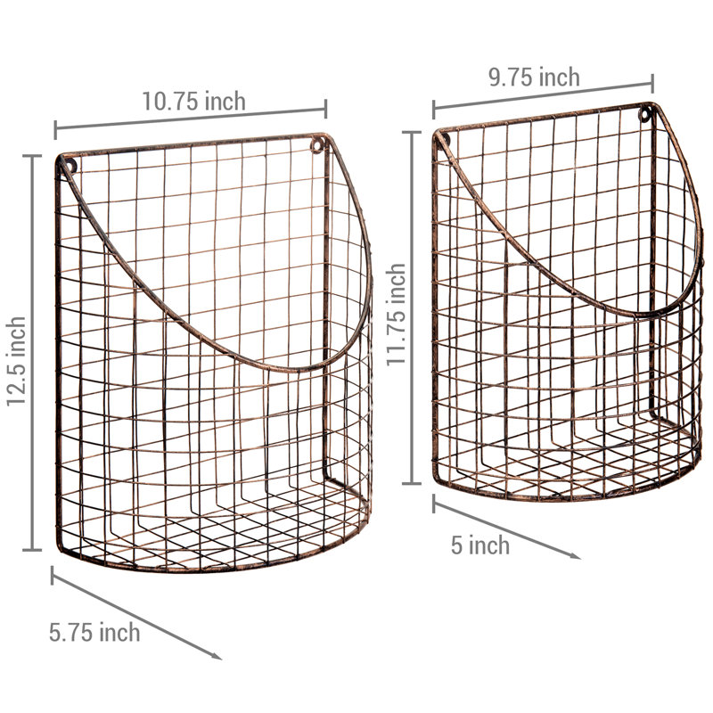 Metal 2 Piece Decorative Basket Set, Bronze