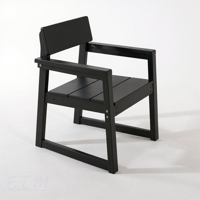 Chaise avec accoudoirs de jardin en PEHD noir, Noir