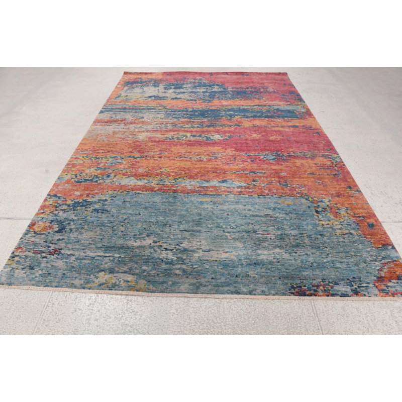 Contemporary One-of-a-Kind Rectangle 6'6" x 9'4" Hand Knotted Area Rug