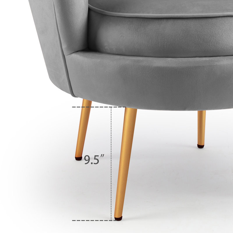 Raelynn Velvet Barrel Chair, Gray Velvet
