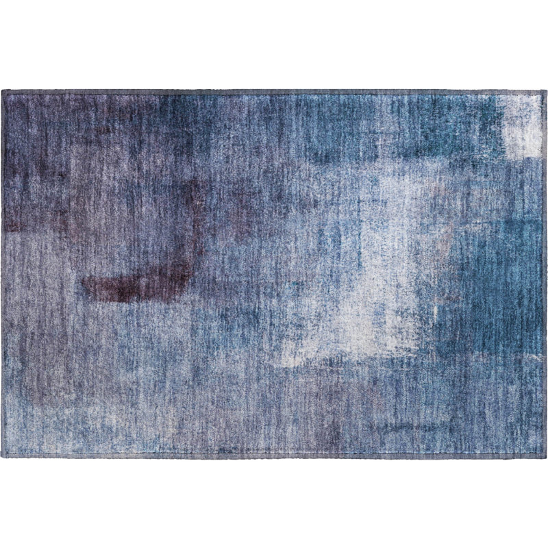 Tapis bleu marine de qualité supérieure lavable à la machine Prisco, Rectangle 1 pi 8 po x 2 pi 6 po