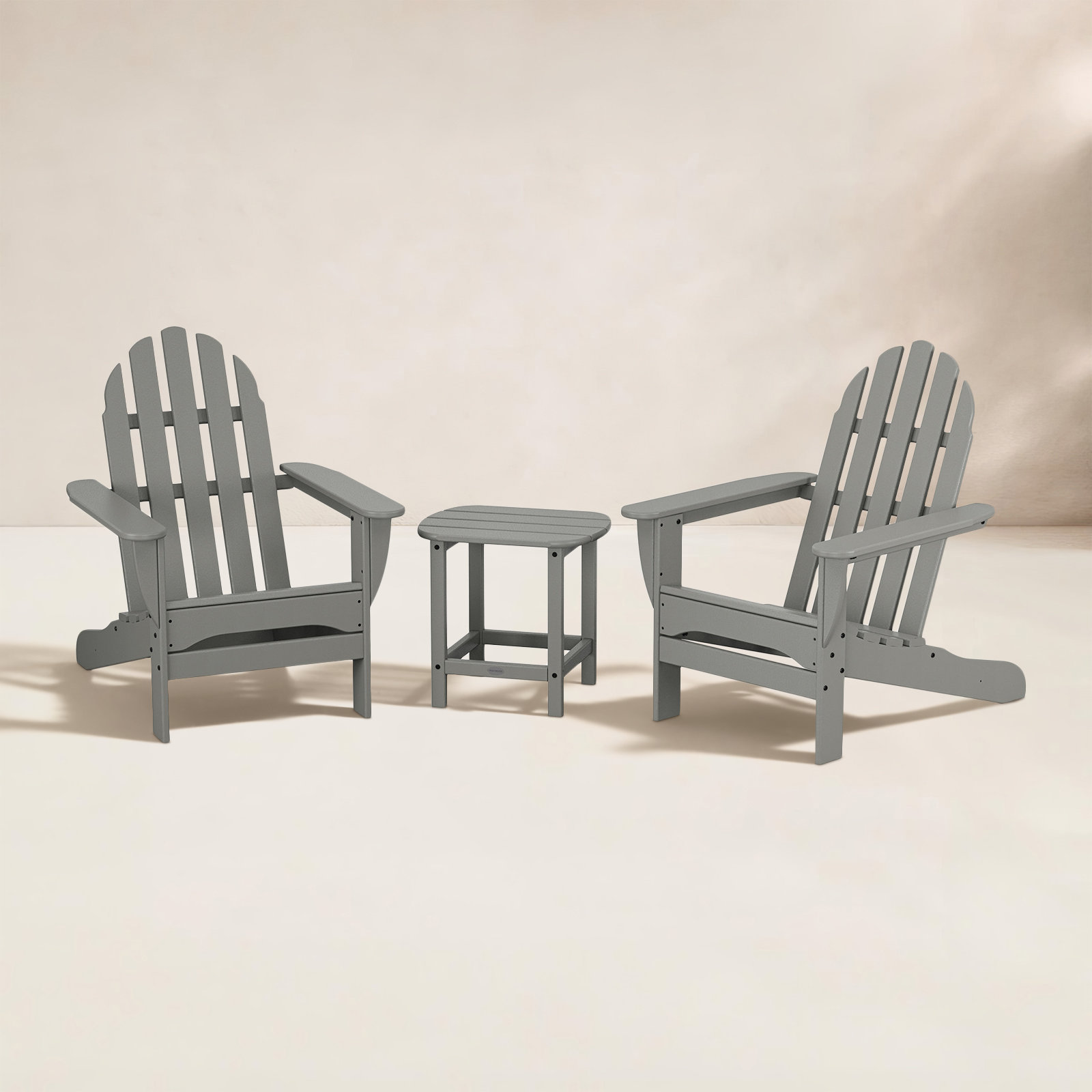POLYWOOD® Classic Adirondack 2-Person Patio Seating Group, Slate Gray