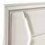 Grand lit moderne de luxe avec tête de lit à DEL avec revêtement en chenille, blanc antique et or, tête de lit tapissier avec éclairage en bois, or antique à 2 tons, fabrication stable