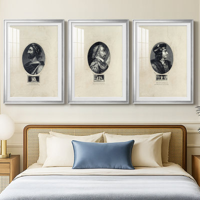 Royal Portraits I  -Custom Framed  Premium Print W Matt - 3 Pieces