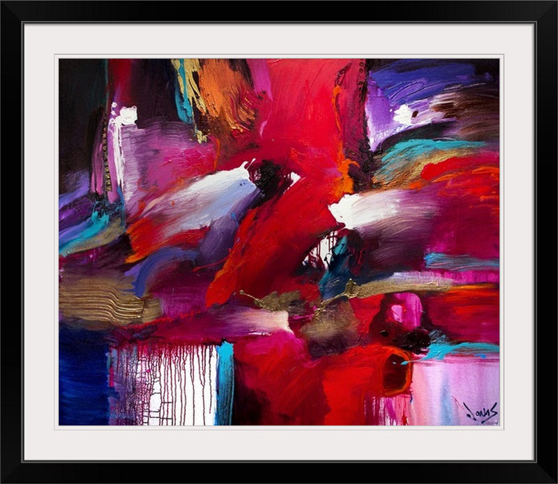 «Red Extase» par Frioucheburg, impression, H 32 po x l 38 po x P 1 po, Cadre noir