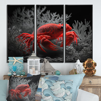 Red Deepsea Crab In Red And Black I  Red Deepsea Crab In Red And Black I  3  Pieces