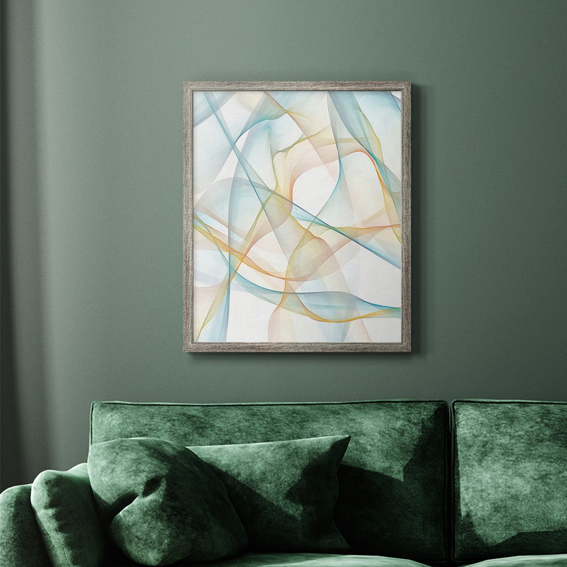 «Curves and Waves III», toile encadrée de qualité supérieure - prête à être accrochée, Argent patiné, H 24 po x l 20 po