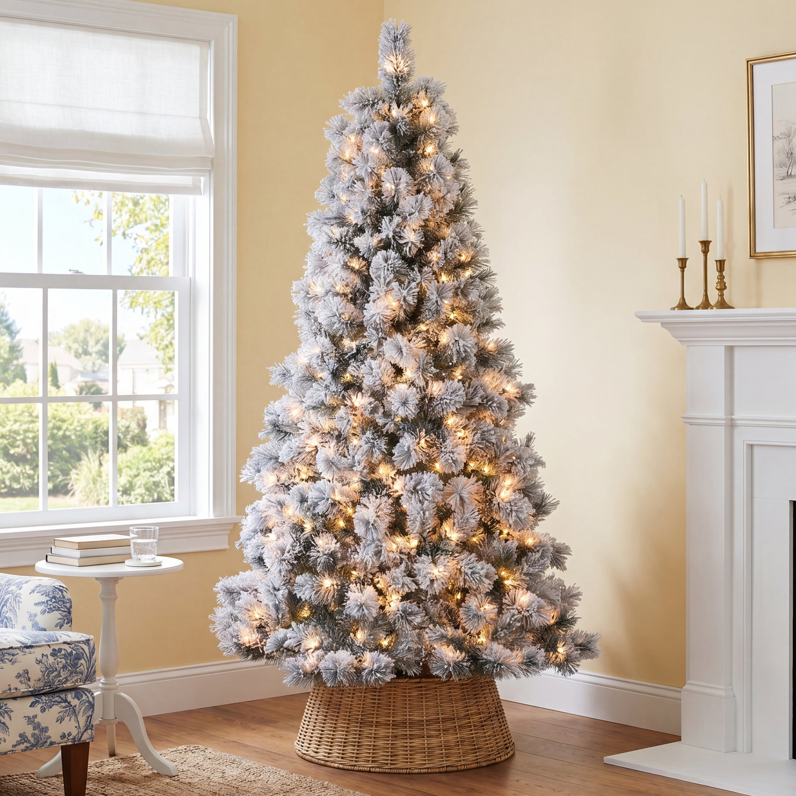 Lighted Artificial Pine Christmas Tree, 6.5'