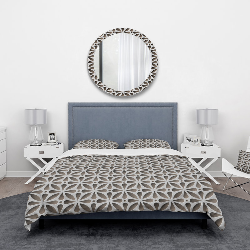 Polyester Geometric Shapes Duvet Cover Set, Full/Queen Duvet Cover + 2 Shams