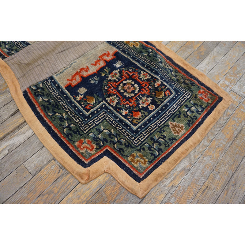 Antique Chinese Horse Saddle Cover Blue Color Rug