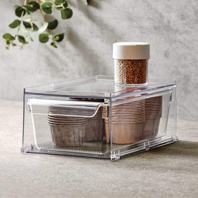 iDesign Stackable Kitchen Storage Drawer - Pull-Out Sliding Bin for Fridge, Pantry, Under-Sink, or Cabinet
