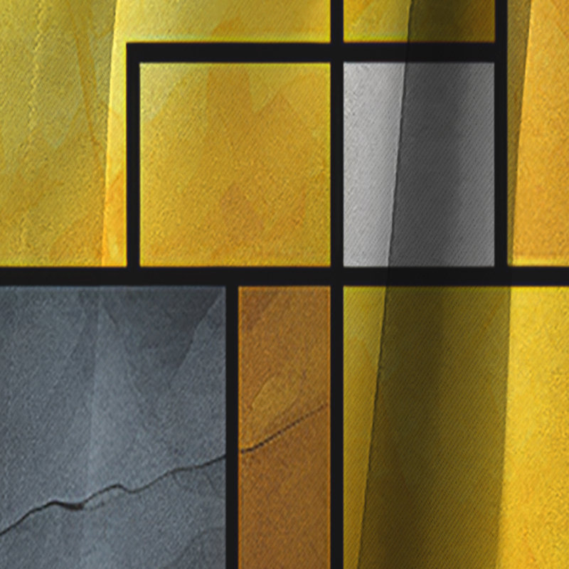 Panneau de rideau géométrique, motif occultant à motif gris-jaune - Fusion géométrique jaune et gris V, L 52 po x L 120 po