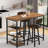 Ensemble de table de bar pour 2, ensemble de table de bar 3 pièces, ensemble de table de bar et chaises avec tabouret en polyuréthane et 3 tablettes de rangement ouvertes, ensemble de table de pub pour la cuisine, brun