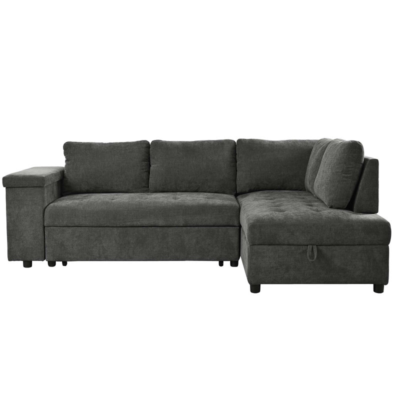 Polyester With Square Arms Sofa, Gray Polyester
