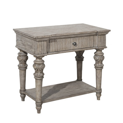 Kingsbury Open Shelf 1-Drawer Nightstand with USB
