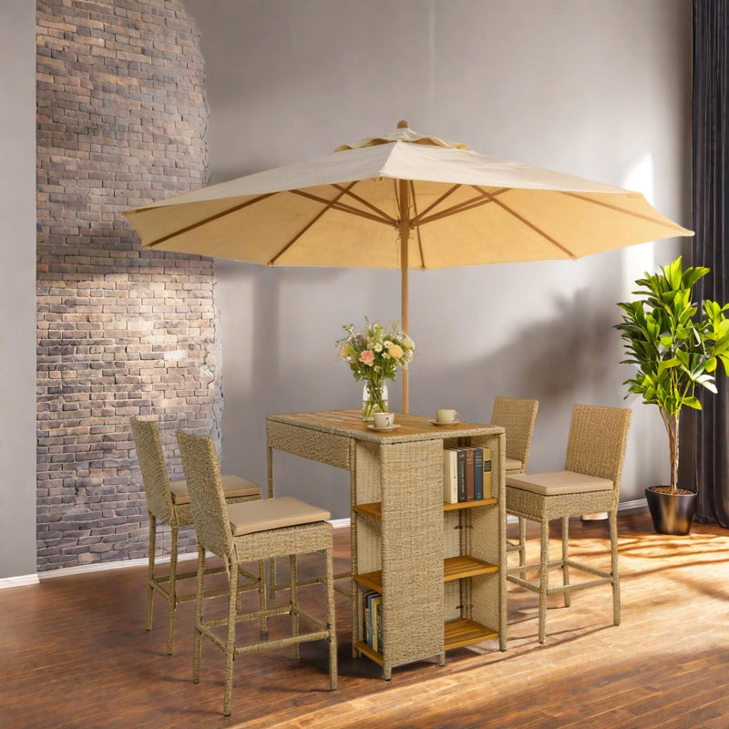 Ensembles de bar de patio peu encombrants en bois d'acacia, design moderne pour recevoir