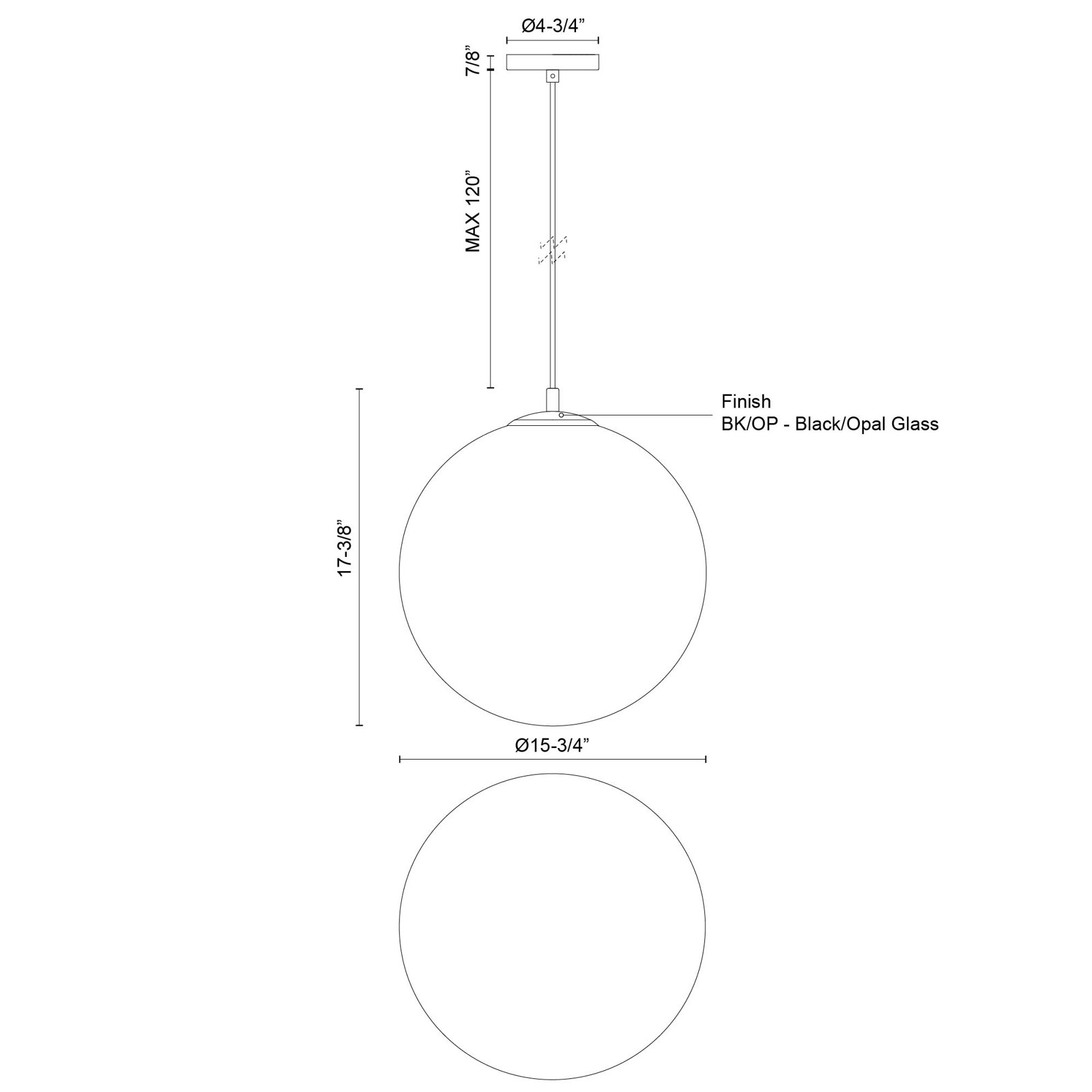 Isabell Pendant, 138.25" H x 15.75" W x 15.75" D