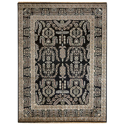 High-Quality Hand-Knotted Black And Black Area Rug