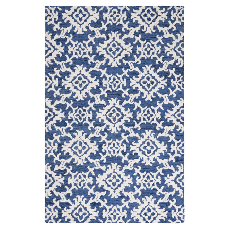 Vicksburg Blossom 104 Area Rug In Navy / Ivory, Rectangle 4' x 6'