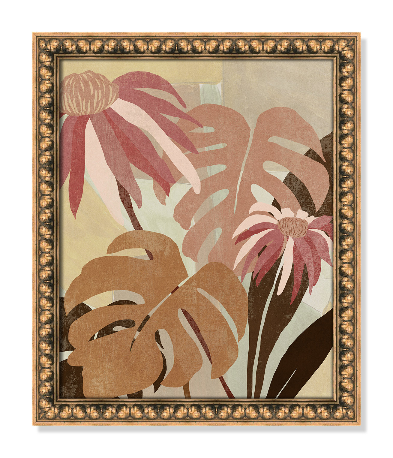 Hot Tropics II by Asia Jensen, Gold Bead, 17" W x 20" H