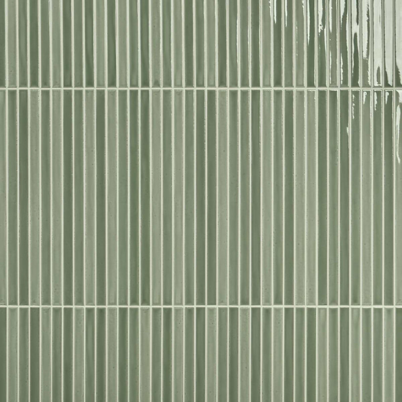 Kanbina 5x18 Brick Glossy Ceramic Mosaic Tile, Apple Green