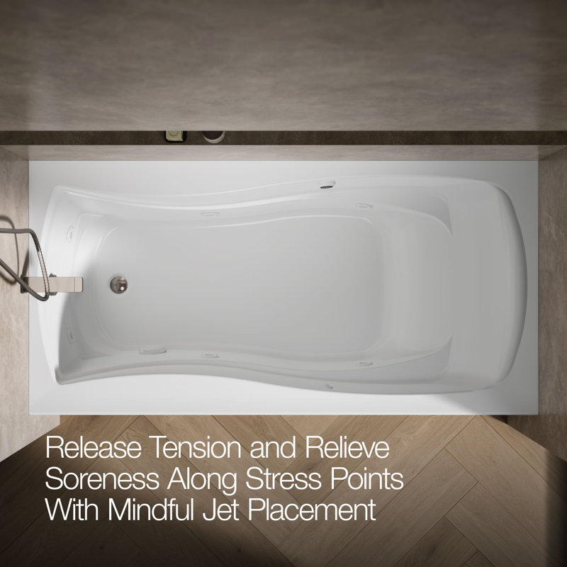 Mariposa® 72" x 36" Whirpool Bathtub, White, Left