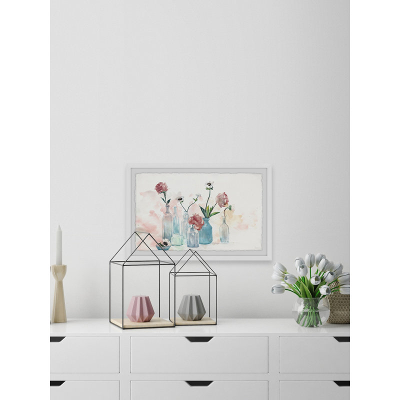 Blooms and Bottles Framed Canvas Print in 12" x 8"