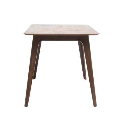 Table de salle à manger de style Mid-Century moderne avec des pieds en bois d'hévéa durables et un plateau en faux bois facile d'entretien, idéale pour les espaces contemporains (table seulement, chaises non incluses)