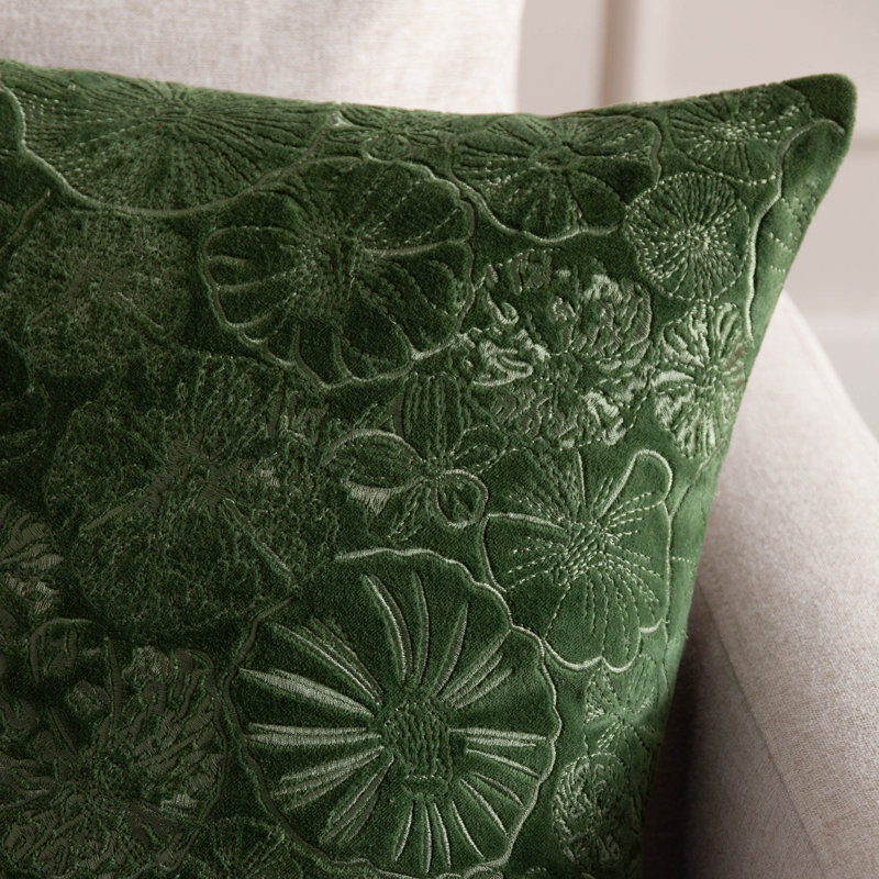 Picking Patch Abstract Square Throw Cushion, Green Abstract