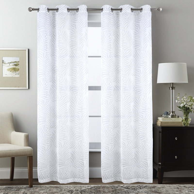 Panneau de rideau de fenêtre semi-transparent Faye, Argent, L 54 po x L 95 po